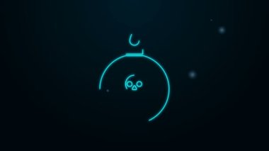 Parlayan neon hattı bombası siyah arkaplanda izole edilmiş ikonu patlatmaya hazır. 4K Video hareketli grafik canlandırması