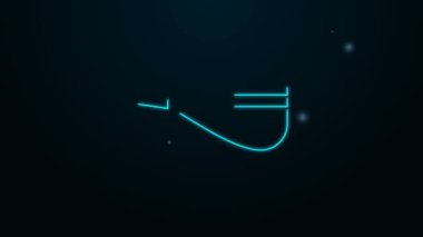 Parlayan neon hattı siyah arka planda izole edilmiş duman simgesi olan sigara piposu. Tütün piposu. 4K Video hareketli grafik canlandırması
