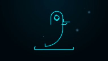 Parlayan neon hattı Korsan papağan simgesi siyah arka planda izole edildi. 4K Video hareketli grafik canlandırması