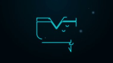 Parlayan neon hattı korsan şapka simgesi siyah arkaplanda izole edildi. 4K Video hareketli grafik canlandırması