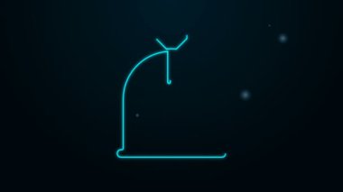 Parlayan neon hattı korsan çuvalı simgesi siyah arkaplanda izole edildi. 4K Video hareketli grafik canlandırması