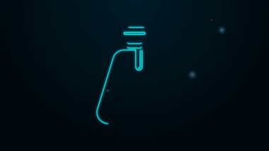 Parlayan neon hattı korsan çuvalı simgesi siyah arkaplanda izole edildi. 4K Video hareketli grafik canlandırması