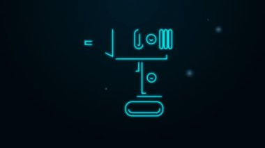 Parlayan neon hattı elektrik kablosuz tornavida simgesi siyah arkaplanda izole edildi. Elektrikli matkap. Tamir aleti. 4K Video hareketli grafik canlandırması