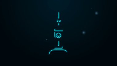 Parlayan neon hattı elektrik süpürgesi ikonu siyah arkaplanda izole edildi. 4K Video hareketli grafik canlandırması