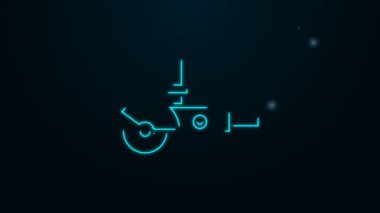 Parlayan neon hattı Angle Öğütücü simgesi siyah arkaplanda izole edildi. 4K Video hareketli grafik canlandırması