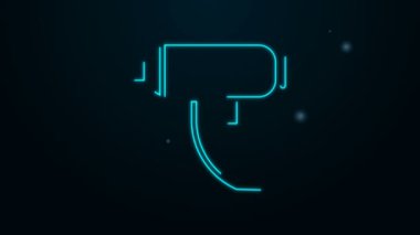 Parlayan neon hattı elektrik endüstriyel kurutma ikonu siyah arka planda izole edildi. 4K Video hareketli grafik canlandırması