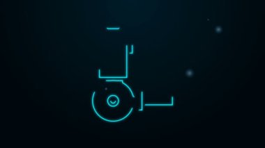 Parlayan neon hattı Angle Öğütücü simgesi siyah arkaplanda izole edildi. 4K Video hareketli grafik canlandırması
