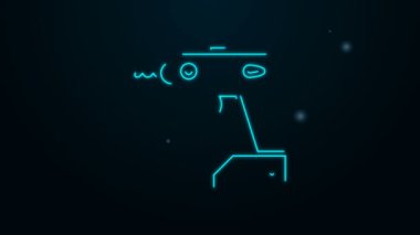 Parlayan neon hattı elektrik kablosuz tornavida simgesi siyah arkaplanda izole edildi. Elektrikli matkap. Tamir aleti. 4K Video hareketli grafik canlandırması