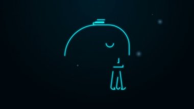 Parlayan neon hattı elektrik karıştırıcı simgesi siyah arkaplanda izole edildi. Mutfak blenderi. 4K Video hareketli grafik canlandırması