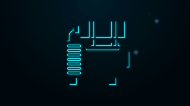 Icono del compresor de aire de línea de neón brillante aislado sobre fondo negro. Animación gráfica de vídeo 4K — Vídeos de Stock