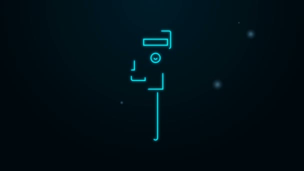 Zářící neonová čára Stavební sbíječka ikona izolované na černém pozadí. Grafická animace pohybu videa 4K — Stock video