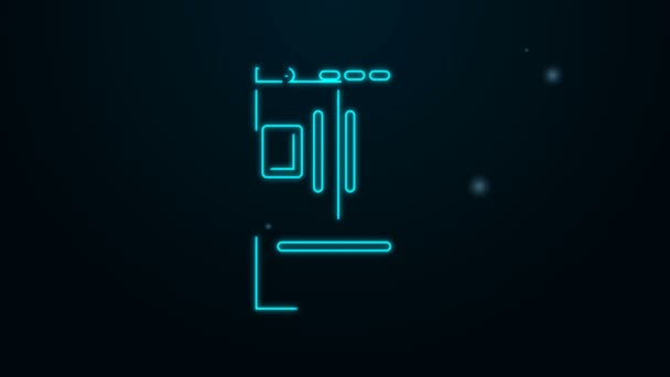 Glowing neon line Refrigerator icon isolated on black background. Fridge freezer refrigerator. Household tech and appliances. 4K Video motion graphic animation — Stock Video