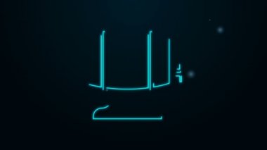Siyah arka planda izole edilmiş durdurma simgesi olan parlayan neon hattı ahşap fıçı. 4K Video hareketli grafik canlandırması