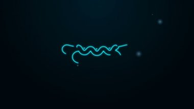 Siyah zemin üzerinde hardal simgesi olan parıldayan neon hattı Hotdog sandviçi. Sosis ikonu. Sokak fast food menüsü. 4K Video hareketli grafik canlandırması