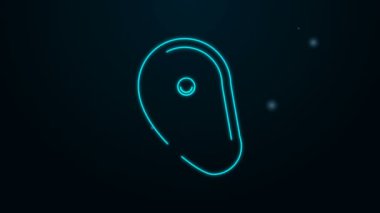 Parlayan neon hattı biftek ikonu siyah arka planda izole edildi. 4K Video hareketli grafik canlandırması
