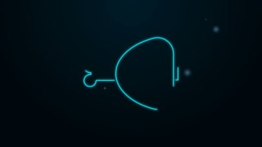 Parlayan neon çizgili tavuk budu simgesi siyah arka planda izole edildi. Tavuk budu. 4K Video hareketli grafik canlandırması