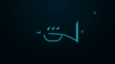 Parlayan neon hattı. Siyah zemin üzerinde izole edilmiş trompet ikonu. 4K Video hareketli grafik canlandırması