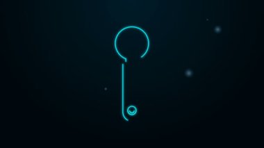 Parlayan neon hattı şişe açacağı simgesi siyah arkaplanda izole edildi. 4K Video hareketli grafik canlandırması