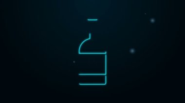 Parlayan neon hattı bira şişesi simgesi siyah arka planda izole edildi. 4K Video hareketli grafik canlandırması