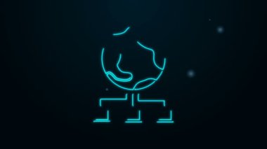 Parlayan neon hattı Bilgisayar ağı simgesi siyah arkaplanda izole edildi. Çevrimiçi oyun. Laptop ağı. İnternet bağlantısı. 4K Video hareketli grafik canlandırması