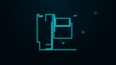 Siyah arkaplanda izole edilmiş retro oyun konsol simgesi için parlayan neon hattı Cartridge. Televizyon oyunu kartuşu. 4K Video hareketli grafik canlandırması