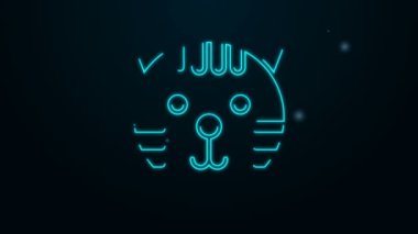 Parlayan neon hattı Tiger burç simgesi siyah arka planda izole edildi. Astrolojik yıldız falı koleksiyonu. 4K Video hareketli grafik canlandırması