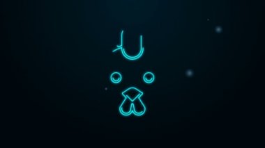 Parlayan neon hattı Rooster burç simgesi siyah arka planda izole edildi. Astrolojik yıldız falı koleksiyonu. 4K Video hareketli grafik canlandırması