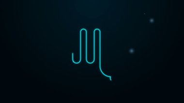 Parlayan neon hattı Scorpio burç simgesi siyah arkaplanda izole edildi. Astrolojik yıldız falı koleksiyonu. 4K Video hareketli grafik canlandırması