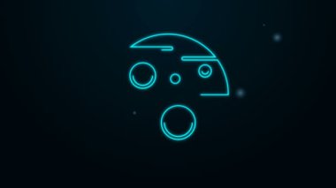 Parlayan neon hattı Mars Gezegeni simgesi siyah arkaplanda izole edildi. 4K Video hareketli grafik canlandırması