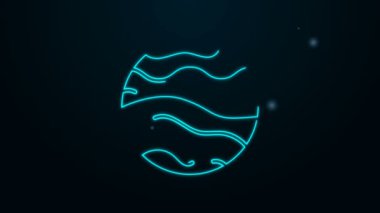 Parlayan neon hattı Venüs gezegeni simgesi siyah arkaplanda izole edildi. 4K Video hareketli grafik canlandırması