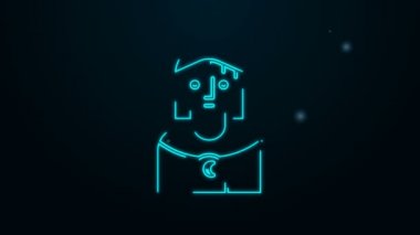 Parlayan neon hattı Astroloji kadın ikonu siyah arka planda izole edildi. 4K Video hareketli grafik canlandırması