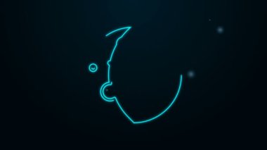 Parlayan neon hattı güneş tutulması simgesi siyah arkaplanda izole edildi. Tam sonar tutulması. 4K Video hareketli grafik canlandırması