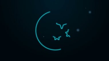 Parlayan neon hattı Ay ve yıldız simgesi siyah arkaplanda izole edildi. 4K Video hareketli grafik canlandırması