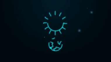 Parlayan neon hattı Gündönümü simgesi siyah arkaplanda izole edildi. 4K Video hareketli grafik canlandırması