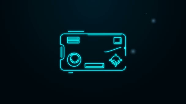 Светящийся неоновая линия Смартфон и играть в игре значок изолирован на черном фоне. Концепция мобильных игр. Видеографическая анимация 4K — стоковое видео