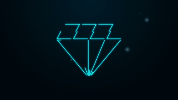 Glowing neon line Diamond icon isolated on black background. Jewelry symbol. Gem stone. 4K Video motion graphic animation