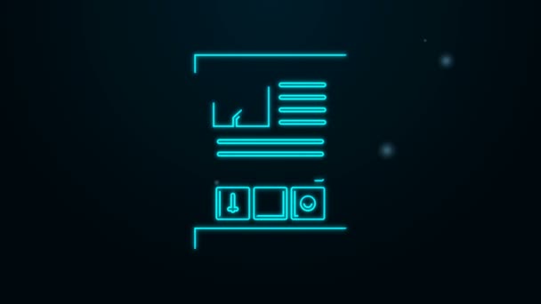 Gloeiende neon lijn Game gids pictogram geïsoleerd op zwarte achtergrond. Gebruikershandleiding, instructie, handleiding, handboek. 4K Video motion grafische animatie — Stockvideo