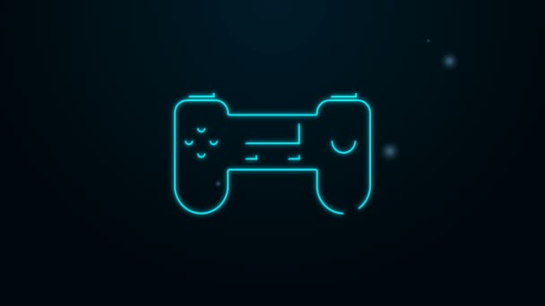 Светящаяся неоновая линия иконка Gamepad выделена на черном фоне. Игровой контроллер. Видеографическая анимация 4K — стоковое видео