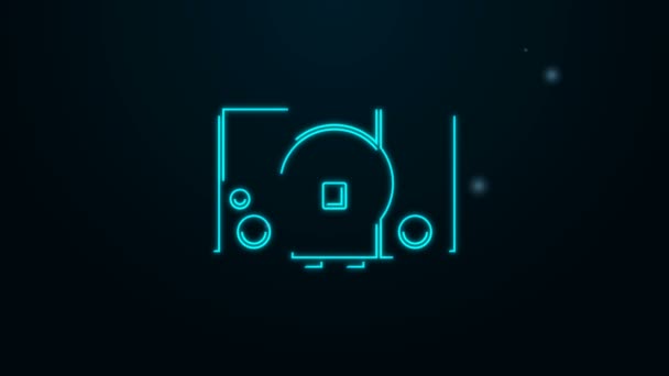 Leuchtendes Neon Line Videospielkonsolen-Symbol isoliert auf schwarzem Hintergrund. 4K Video Motion Grafik Animation — Stockvideo