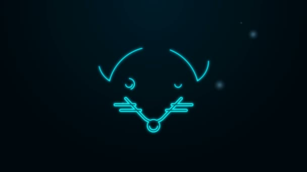 Glowing neon line Tikus zodiak tanda ikon terisolasi di latar belakang hitam. Koleksi horoskop astrologi. Animasi grafis gerak Video 4K — Stok Video