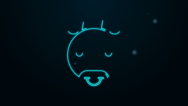 Linea neon incandescente icona segno zodiacale Ox isolato su sfondo nero. Raccolta astrologica di oroscopi. Animazione grafica 4K Video motion — Video Stock
