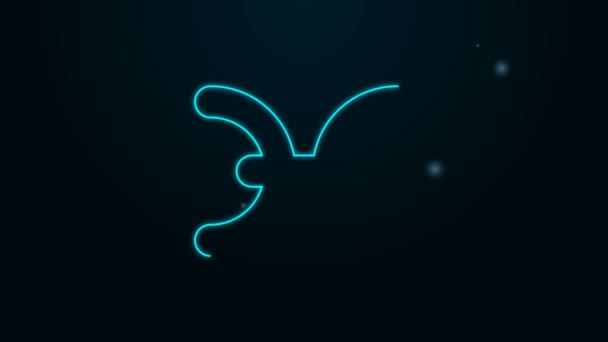 Glowing neon line Pisces zodiac sign icon isolated on black background. Astrological horoscope collection. 4K Video motion graphic animation — Stock Video