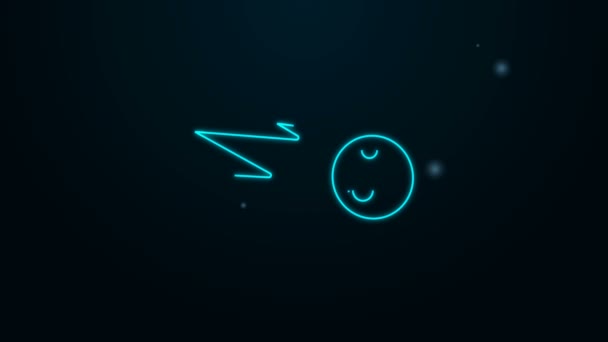 Świecąca neonowa linia Kometa spada szybko ikoną odizolowaną na czarnym tle. 4K Animacja graficzna ruchu wideo — Wideo stockowe