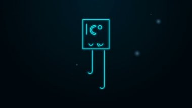 Parlayan neon hattı sıcaklığı ve nem sensörü simgesi siyah arkaplanda izole edildi. 4K Video hareketli grafik canlandırması