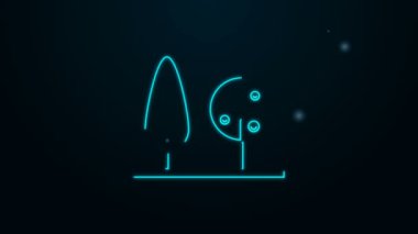 Parlayan neon çizgisi simgesi siyah arkaplanda izole edilmiş. Orman sembolü. 4K Video hareketli grafik canlandırması