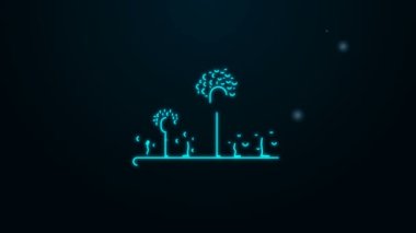 Parlayan neon çizgi kalıbı simgesi siyah arkaplanda izole edildi. 4K Video hareketli grafik canlandırması