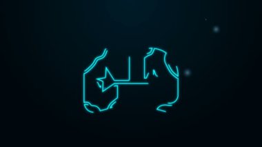 Parlayan neon hattı simgesi siyah arkaplanda izole edildi. 4K Video hareketli grafik canlandırması