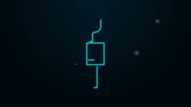 Parlayan neon hattı araba egzozu simgesi siyah arkaplanda izole edildi. Egzoz borusu. 4K Video hareketli grafik canlandırması