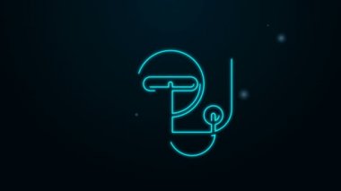 Benzin istasyonu ikonunda parlayan neon hattı yağ dolgu kapağı açılıyor. Siyah arka planda izole edilmiş. 4K Video hareketli grafik canlandırması