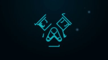Parlayan neon hattı motor simgesi siyah arkaplanda izole edildi. 4K Video hareketli grafik canlandırması